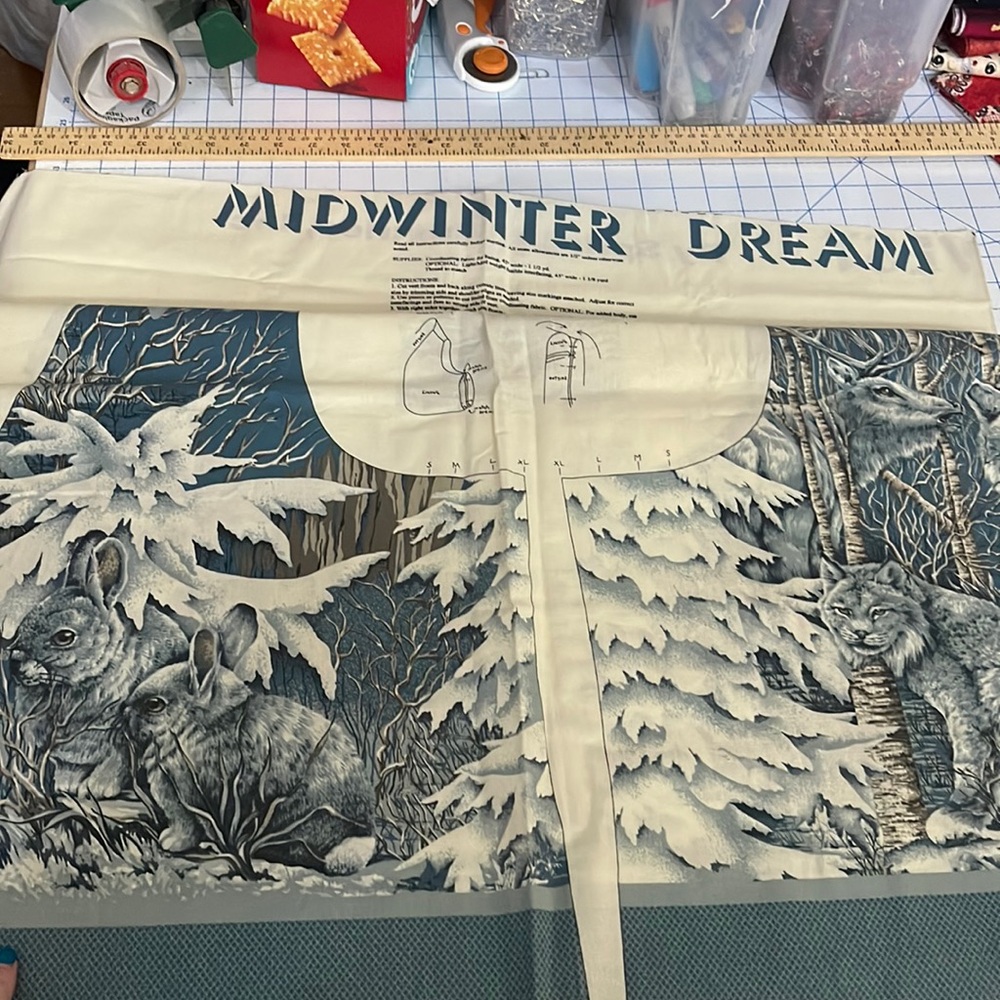 Vintage Cotton Fabric Midwinter Dream Vest Craft Panel